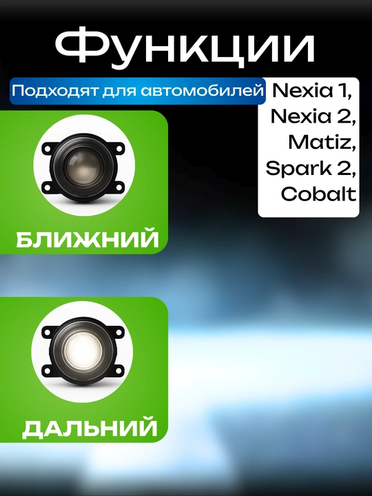 Linzali tuman chiroqlari, 2 dona, Nexia 1/2, Matiz, Spark 2, Cobalt uchun