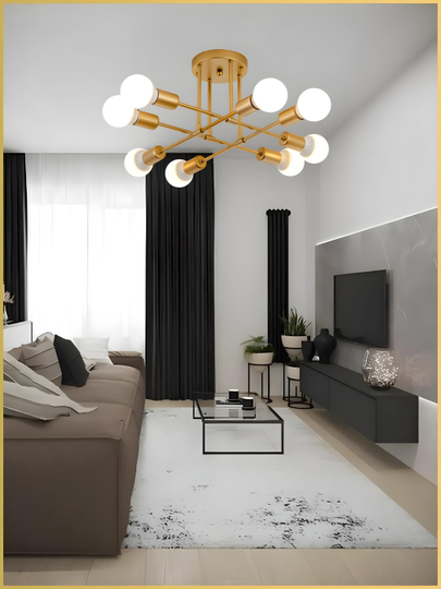 Lyustra shift, loft uslubida, 6, 8 lampochka, osma lyuistra, oshxona va zalga qandillar