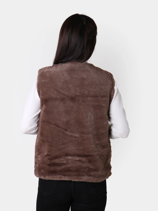 Ayollar uchun sun’iy mo‘yna va teridan yasalgan jilet, L–XL o‘lcham