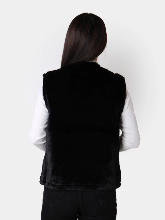 Ayollar uchun sun’iy mo‘yna va teridan yasalgan jilet, L–XL o‘lcham