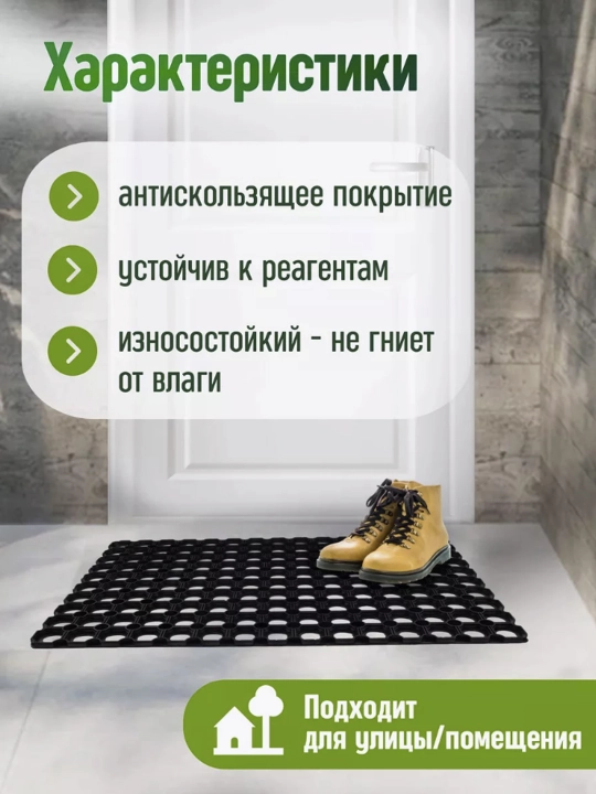 Придверный коврик Vortex 40×60 см — ячеистый, грязесборный, влагостойкий, резиновый