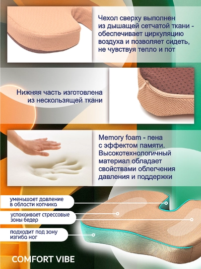 Подушка ортопедическая для сидения, для стула, для машины, с эффектом памяти