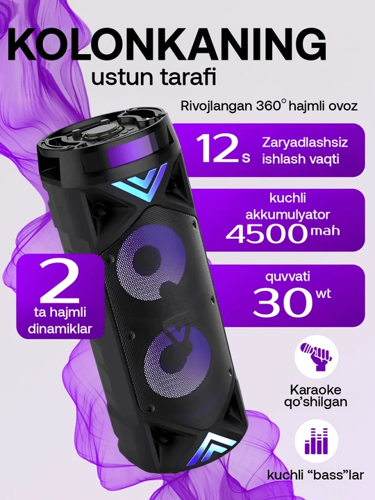 Kalonka karaoke, Bluetooth simsiz portativ dinamik, mikrofonli musiqa kalonkasi