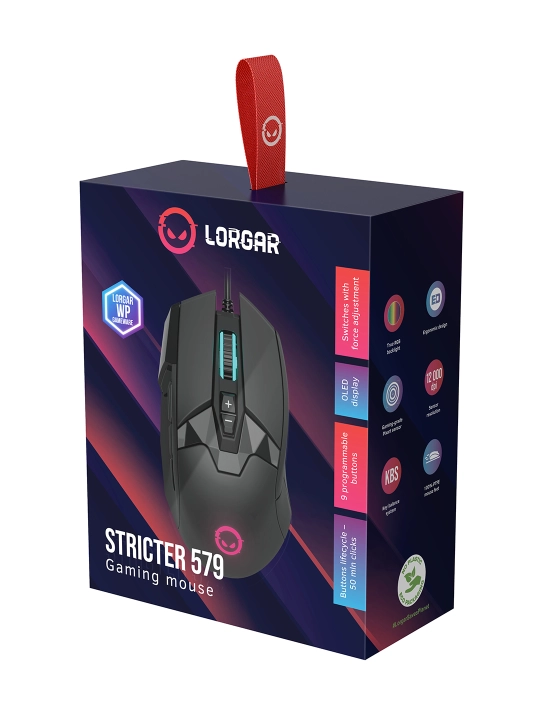 Gaming sichqoncha simli Lorgar Stricter 579, RGB yoritgich bilan
