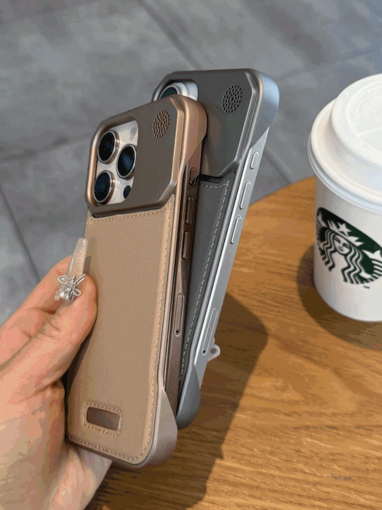 Zamonaviy chexol iPhone, 12,13, 14, 15, 16 Pro/Pro Max uchun metall, ekologik charm