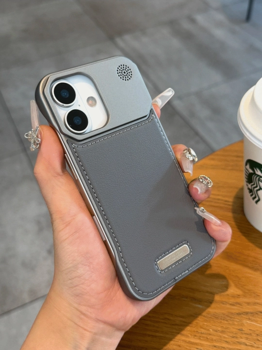 Zamonaviy chexol iPhone, 12,13, 14, 15, 16 Pro/Pro Max uchun metall, ekologik charm