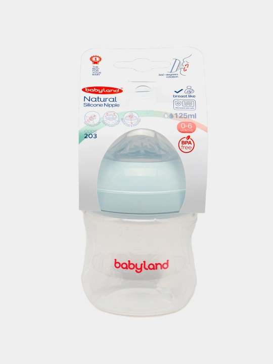 BabyLand tabiiy silikonli butilka, chaqaloqlarni ovqatlantirish uchun, 125, 260 ml hajmli
