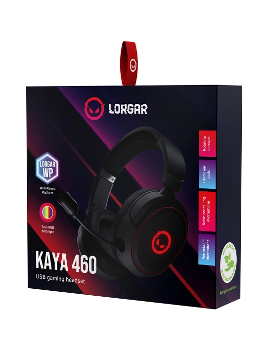 Simli quloqchin mikrofon bilan Lorgar Kaya 460 va 360, RGB yoritgich bilan va yoritilmagan