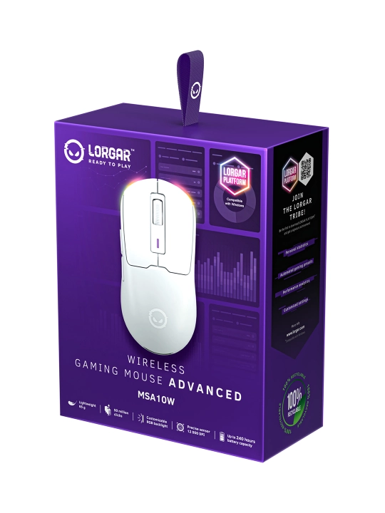 Gaming simsiz sichqoncha Lorgar MSA10W, RGB yoritgich bilan