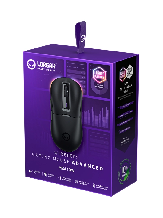 Gaming simsiz sichqoncha Lorgar MSA10W, RGB yoritgich bilan