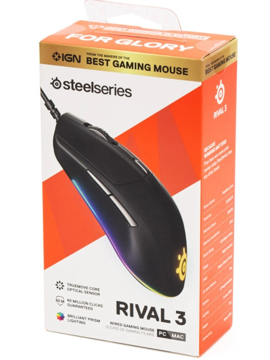 Игровая мышь SteelSeries Rival 3 — 8500 DPI, RGB, 6 кнопок