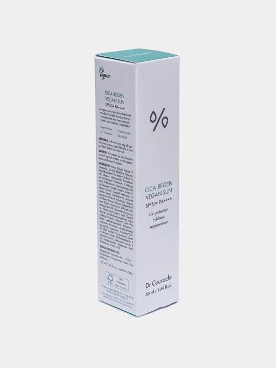 Yuz uchun SPF 50+ PA++++ Centella bilan vegan quyosh kremi, 50 ml