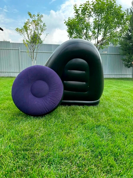 Кресло и пуфик надувной, в комплекте 2 в 1, насос в комплекте