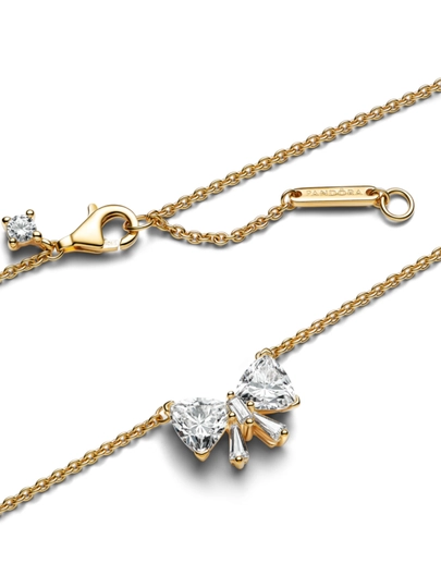 Pandora “Sparkling Bow” 14K oltin qoplamali marjon taqinchoq (ID: 363508C01
