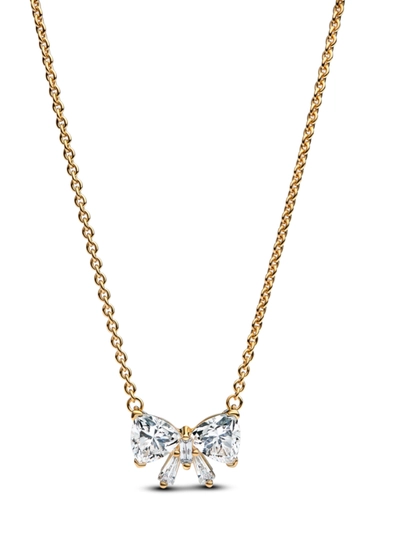 Pandora “Sparkling Bow” 14K oltin qoplamali marjon taqinchoq (ID: 363508C01