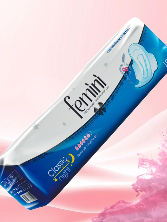 Ayollar prokladkalari, gigienik Femini, 10/20 dona, kunduzi, kechasi uchun