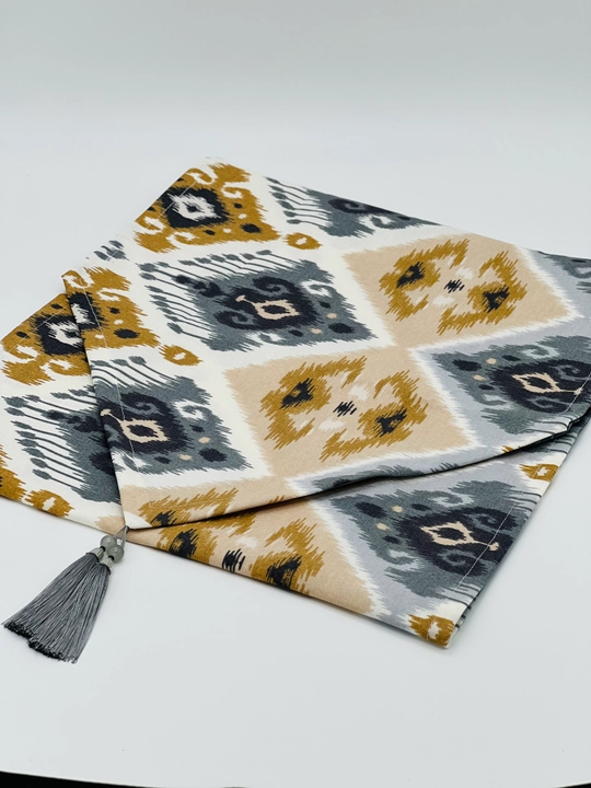 Milliy matodan dasturxon, stol uchun ranner va 6 ta likopcha, o‘lchami 40 x 180 sm