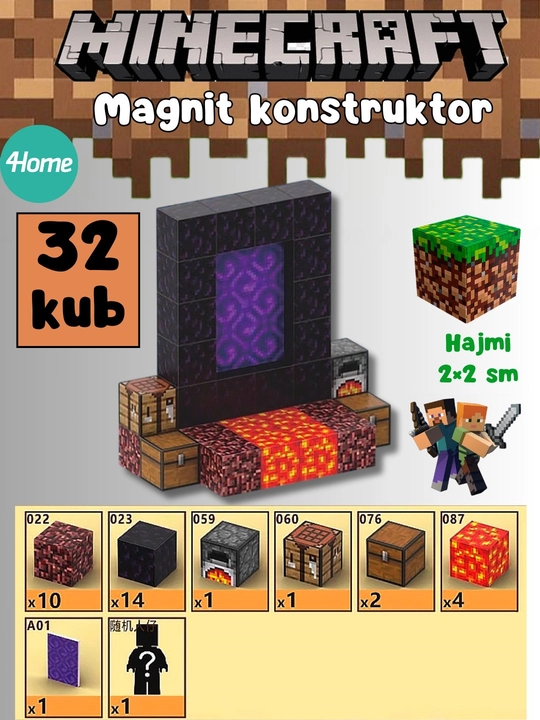 Magnit Minecraft konstruktori, 7 dan ortiq turdagi