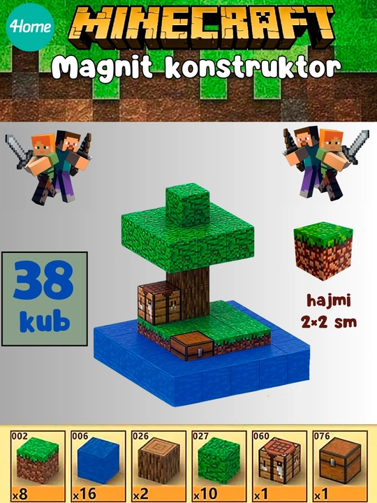 Magnit Minecraft konstruktori, 7 dan ortiq turdagi