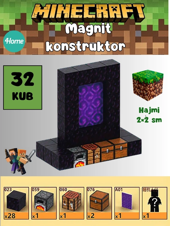 Magnit Minecraft konstruktori, 7 dan ortiq turdagi