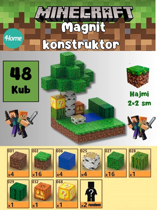 Magnit Minecraft konstruktori, 7 dan ortiq turdagi