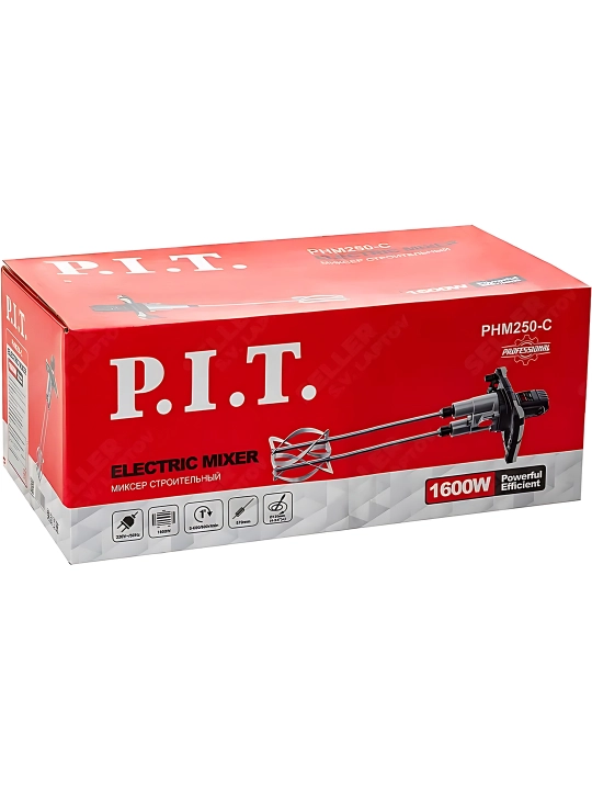 Qurilish mikseri P.I.T. PHM250-C, 1600 Vt, 2 tezlik, 2 aralashtirgich