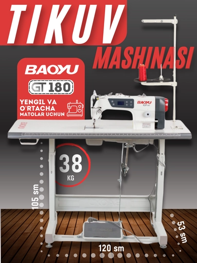 BAOYU GT180/GT-1D to‘g‘ri chokli tikuv mashinasi servodvigateli va pedali bilan birgalikda - 