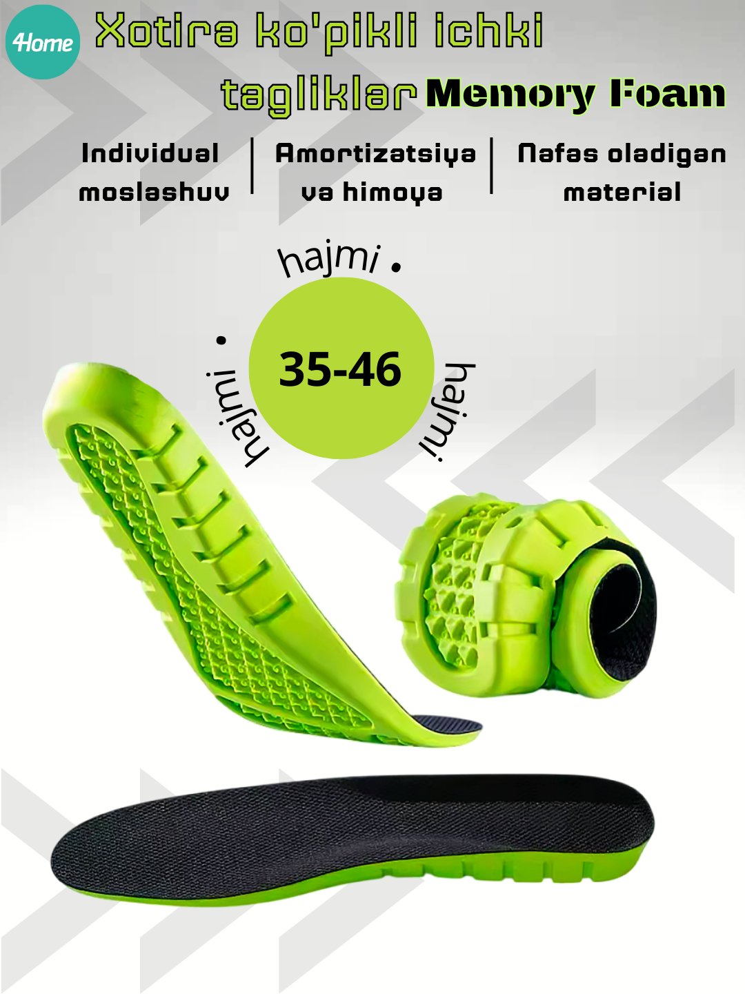 Стельки с эффектом памяти Memory Foam, 3 модели