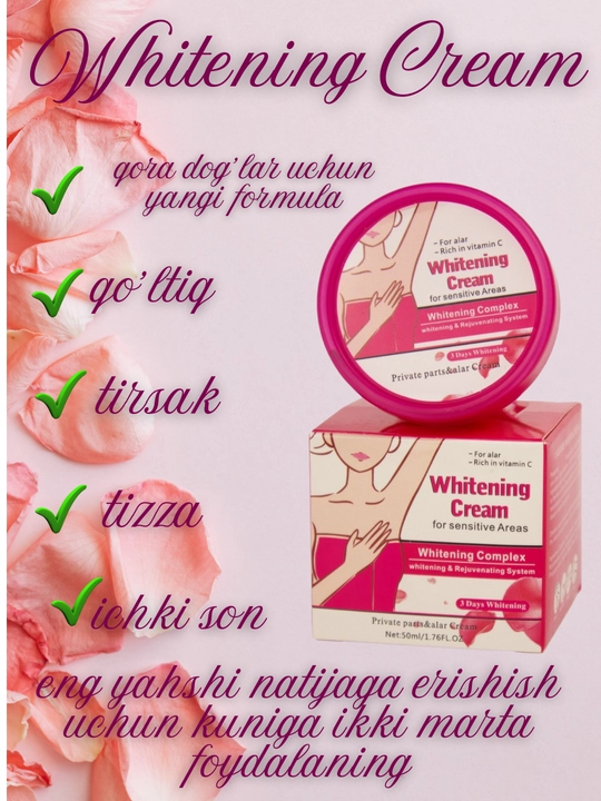 Qo'ltiq osti va nozik joylar uchun oqartiruvchi krem, WHITING CREAM, 50 ml - 