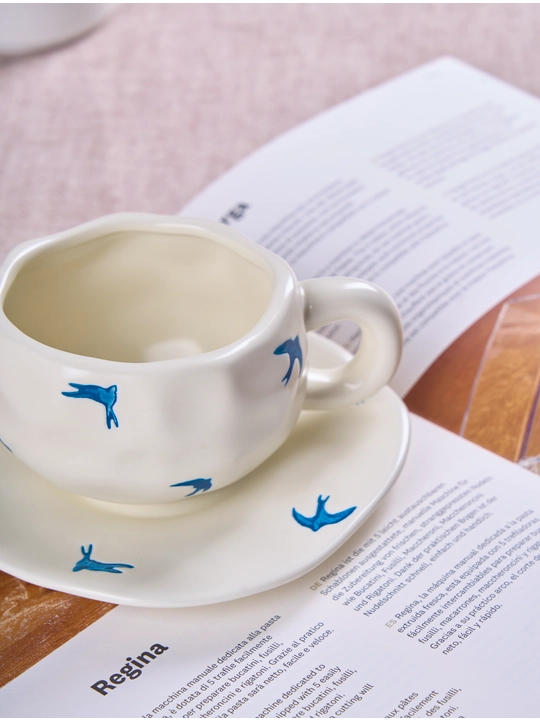 Чайная пара керамическая "Ласточка", объем 300 мл, TEACUP3