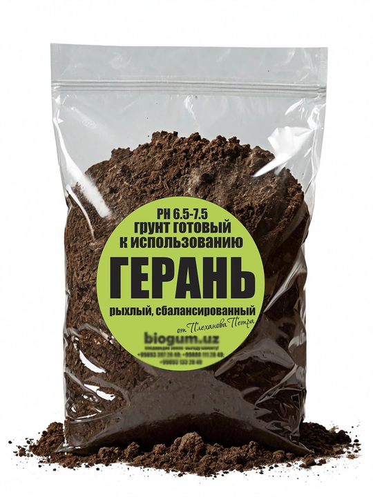 Geran - geran' va pelargoniyalar uchun Pyotr Plexanovdan tayor grunt bog' va uy gullari