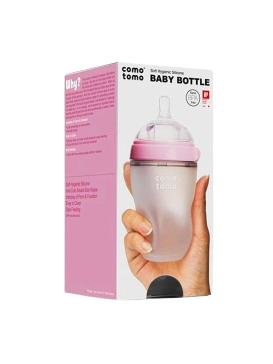 Comotomo bolalar uchun oziqlantirish butilkasi, 250 ml, yashil va pushti, anti-kolik, 0+oy