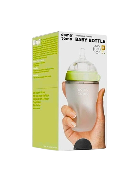 Comotomo bolalar uchun oziqlantirish butilkasi, 250 ml, yashil va pushti, anti-kolik, 0+oy