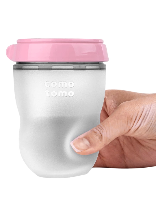 Comotomo oziqlantirish butilkasi, 250 ml, 2 dona, yashil va pushti, silikon, anti-kolik, 3+oy