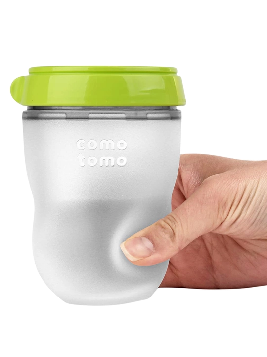Comotomo oziqlantirish butilkasi, 250 ml, 2 dona, yashil va pushti, silikon, anti-kolik, 3+oy
