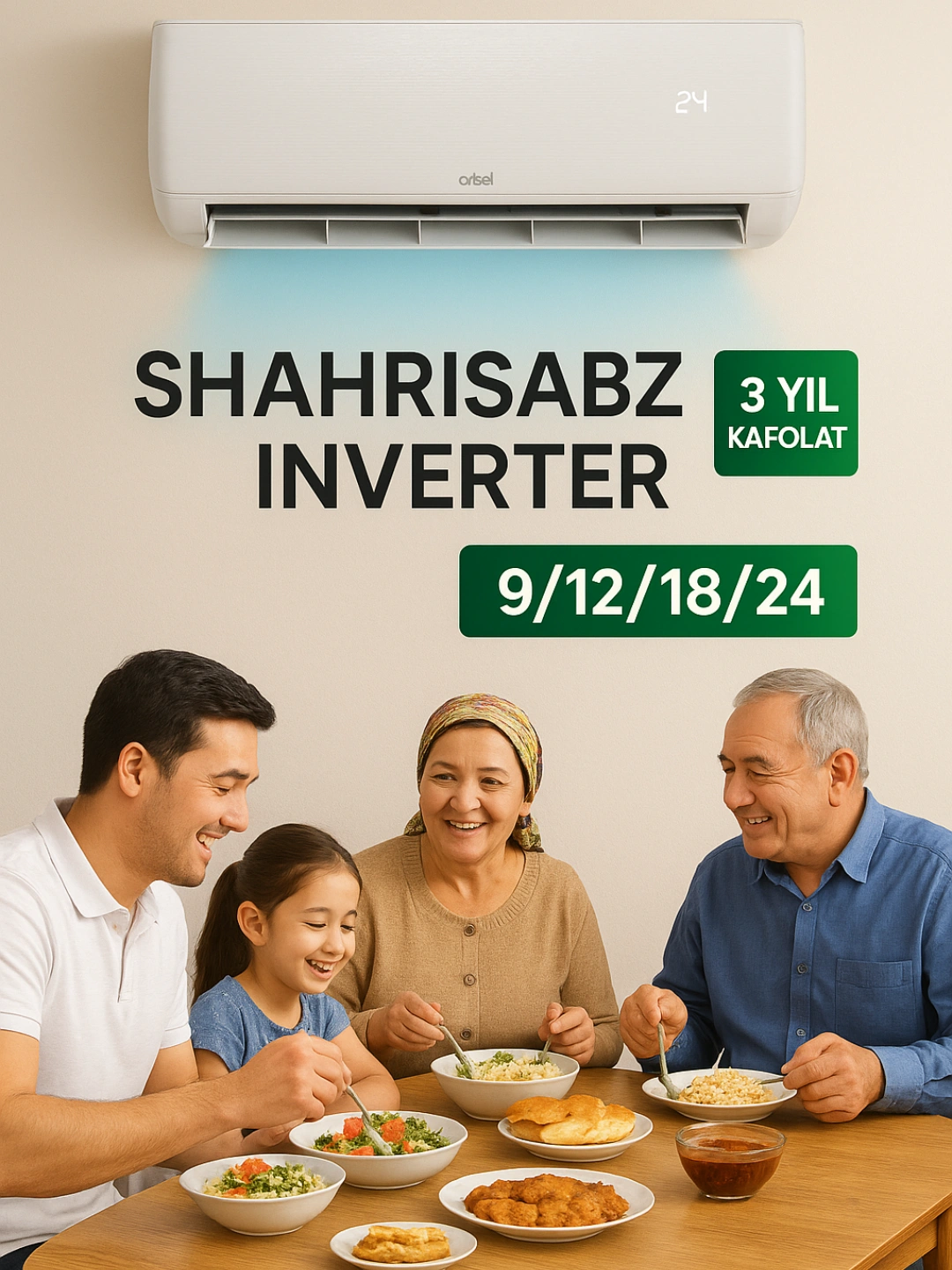 Кондиционер, ARTEL SHAHRISABZS INVERTER и стандартный 09/12/18/24 за 4622050 сум со скидкой 3%. Uzum Market