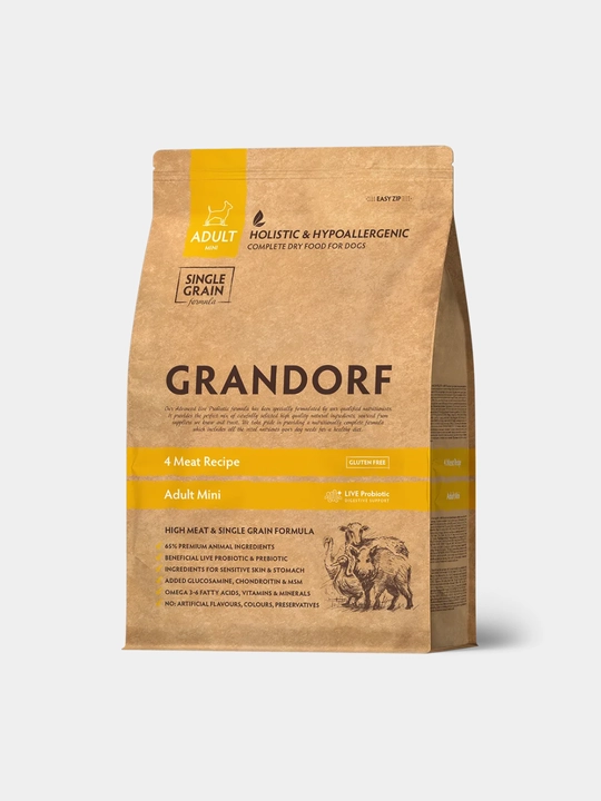 Katta yoshdagi mayda zotli itlar uchun quruq ozuqa Grandorf Mini Adult, xolistik, 3-8 kg - 