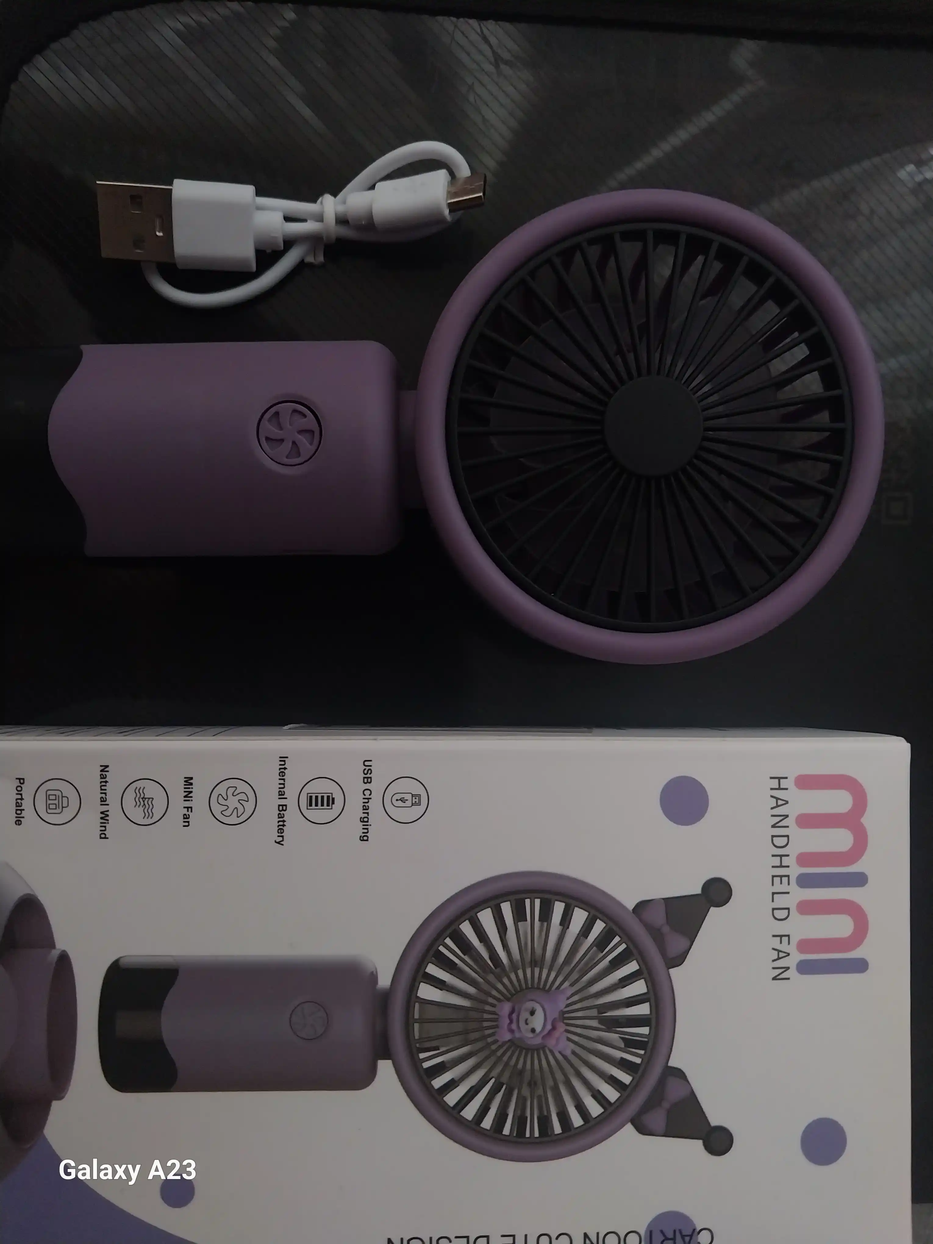 Mini ventilyator, portativ, telefon stend bilan, USB