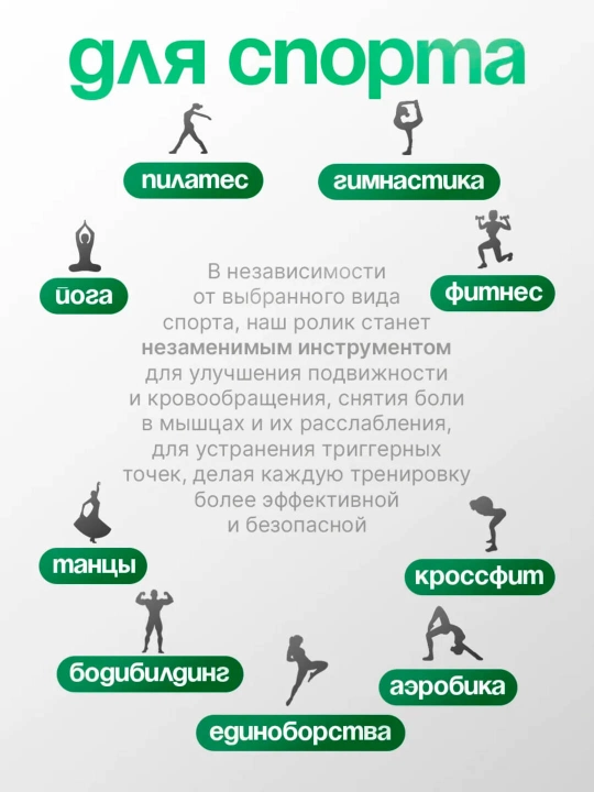 МФР ролик массажный, валик для фитнеса и йоги, 33 см
