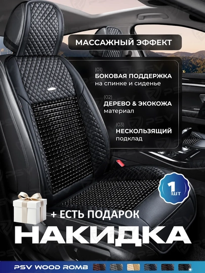 Накидка на сиденье автомобиля, массажный чехол для автомобиля с роликами, 1 шт — AVTO333-NAKIDK2-ЧЕРН