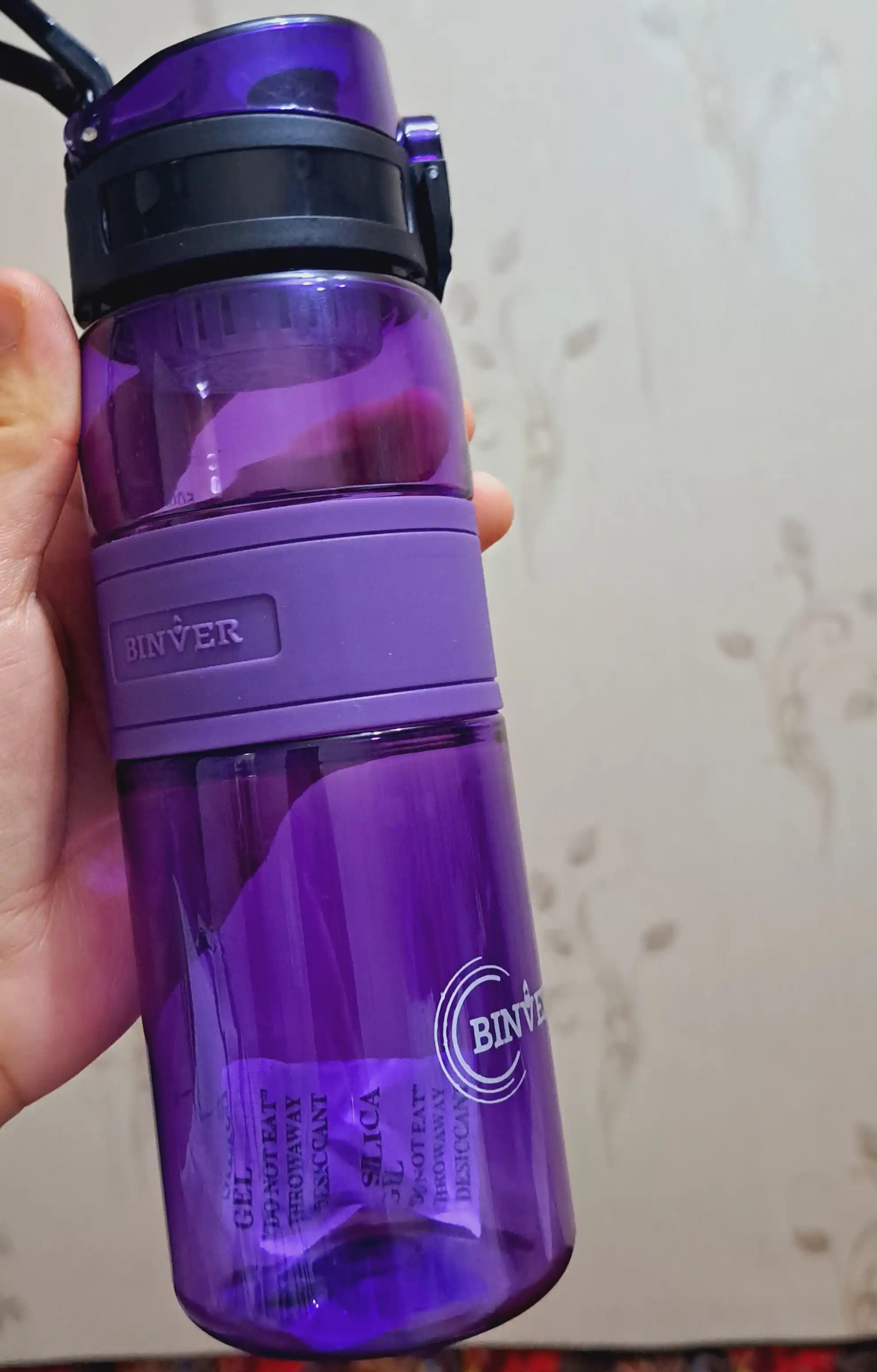 Suv uchun sport butilkasi, silikon kamarli, qulfli, 500 ml