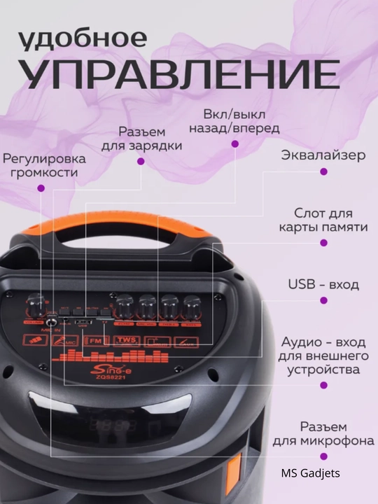 Katta Bluetooth simsiz karnay, karaoke, RGB yoritish, mikrofon va pult bilan
