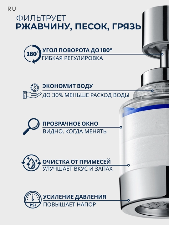 Фильтр для воды на кран латунный, CleanSpace, аэратор, насадка, для любых смесителей