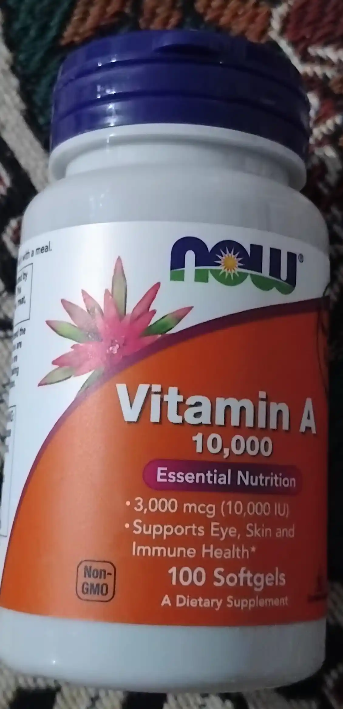 Kapsulalar Now Supplements, Vitamin A 10000 ME va 25000 ME, 100 dona,