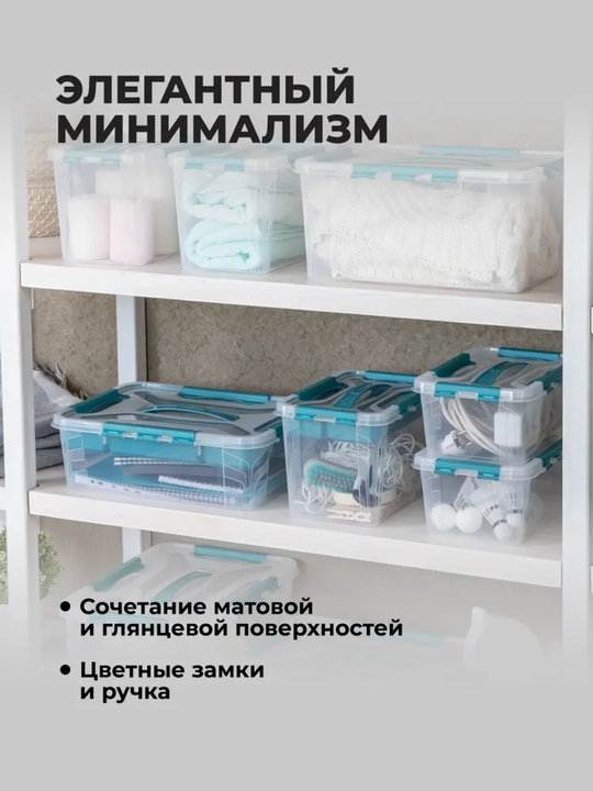 Ящик универсальный с замками и вставкой - органайзером Grand Box, 4.2 л
