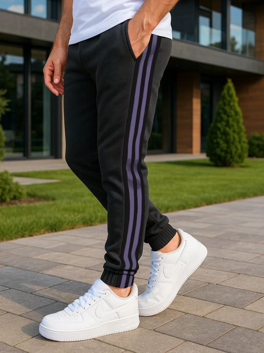 Erkaklar uchun sport shim jogger Nasem, yon chiziqli, rezinkali triko