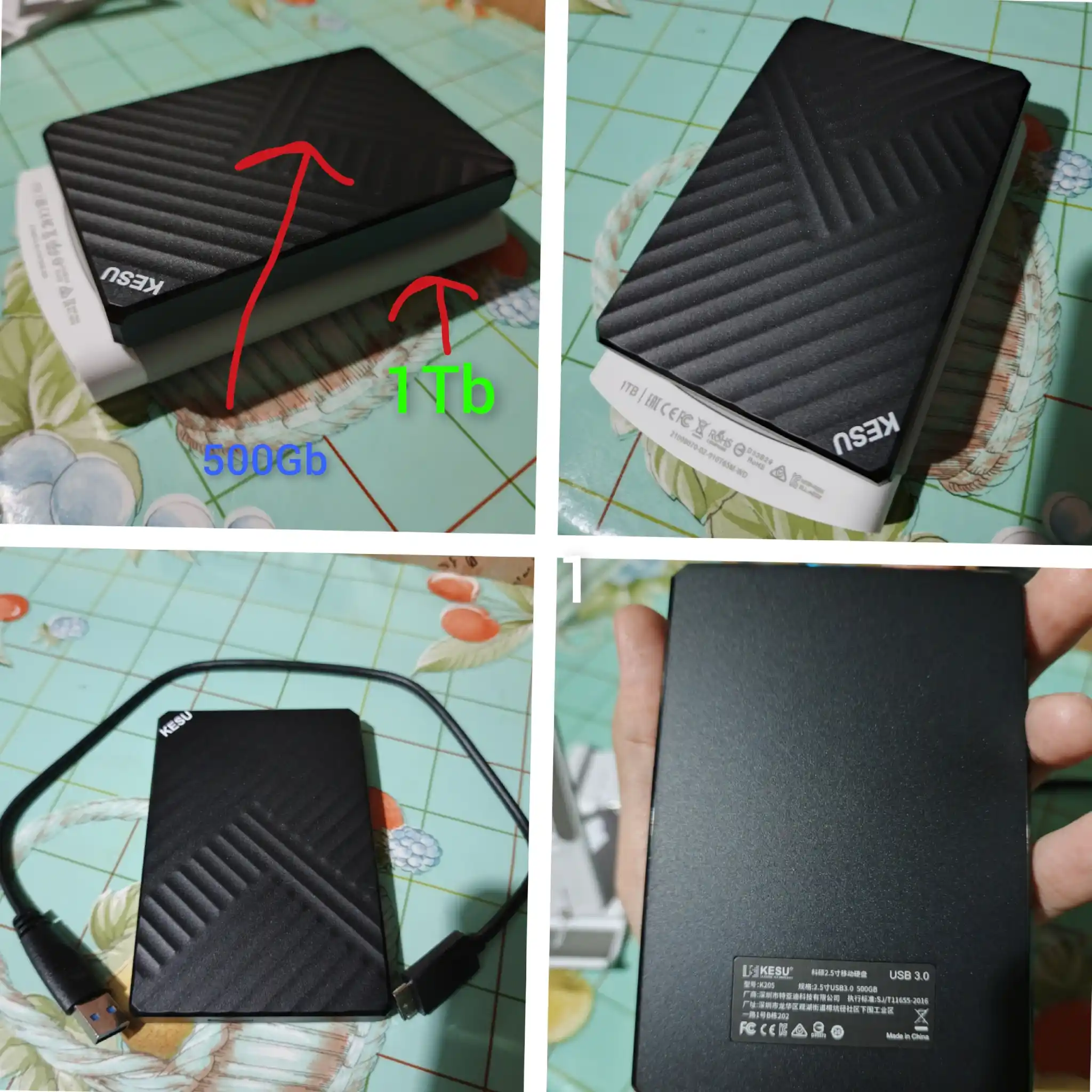 Tashqi qattiq disk HDD 500GB/1TB, USB 3.0, portativ
