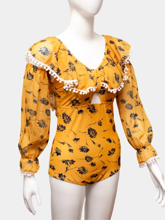 Слитный купальник Mina SunFlora ML, длинный рукав, бифлекс, бюст 88-96 см - 