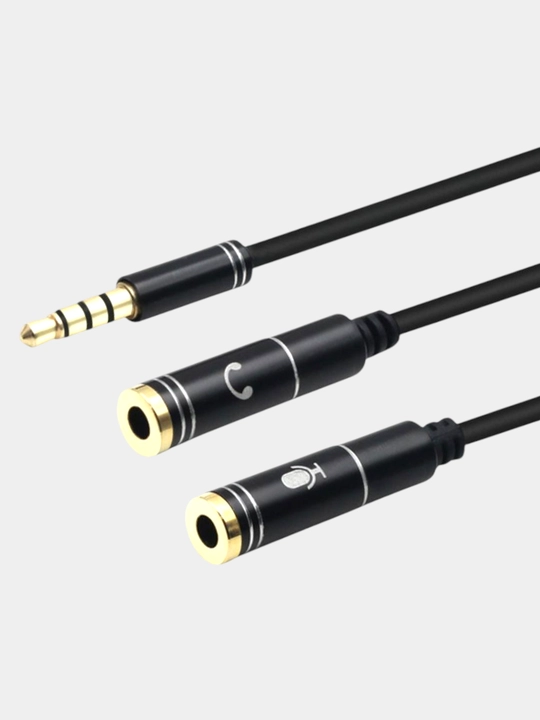 Aux audio kabeli, 3,5 mm, quloqlik va mikrofon uchun