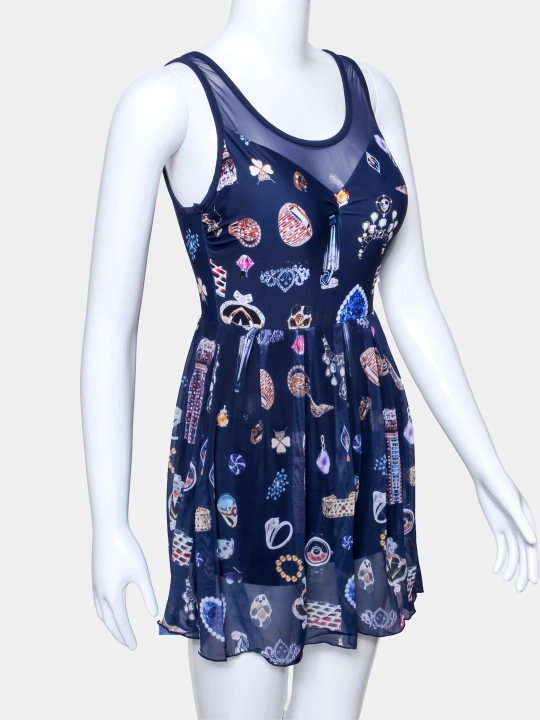 Купальник-платье Mina JewelDream S-L, открытая спина, бифлекс, бюст 84-96 см - 